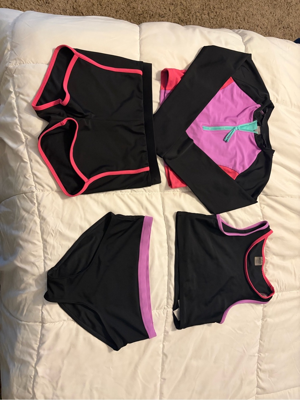 Old Navy Black Girls Swim Set with Pink Trim